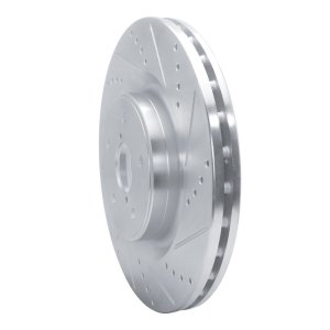 Subaru WRX Brake Rotor (1) - Front Right - R1 Concepts - Drilled & Slotted - Silver - `18-`25